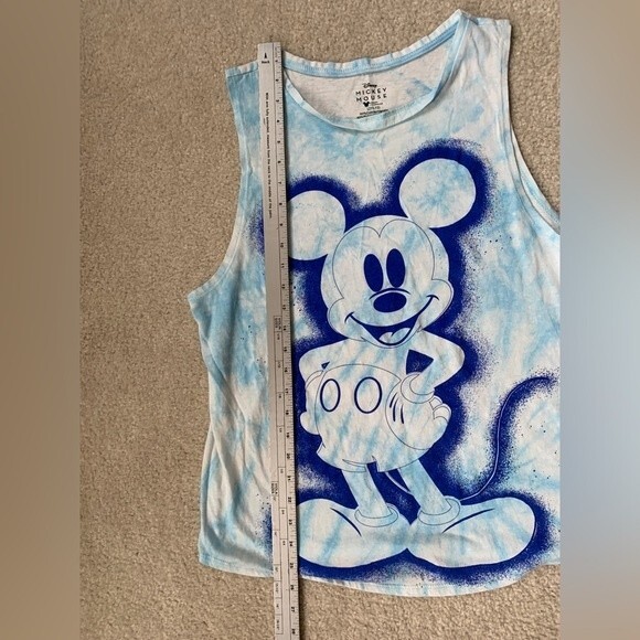 Disney Mickey Mouse Graphic Blue White Tie Dye Airbrushed Sleeveless Tank Top L - Picture 8 of 9